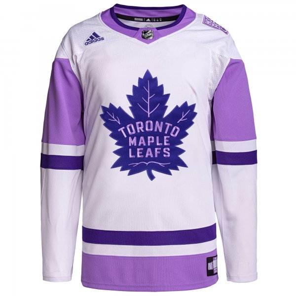 Men's Toronto Maple Leafs adidas White/Purple Hockey Fights Cancer Primegreen Custom Jersey