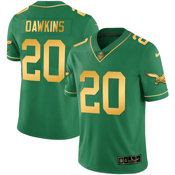 Men's Philadelphia Eagles #20 BRIAN DAWKINS Nike Kelly Gold Jersey