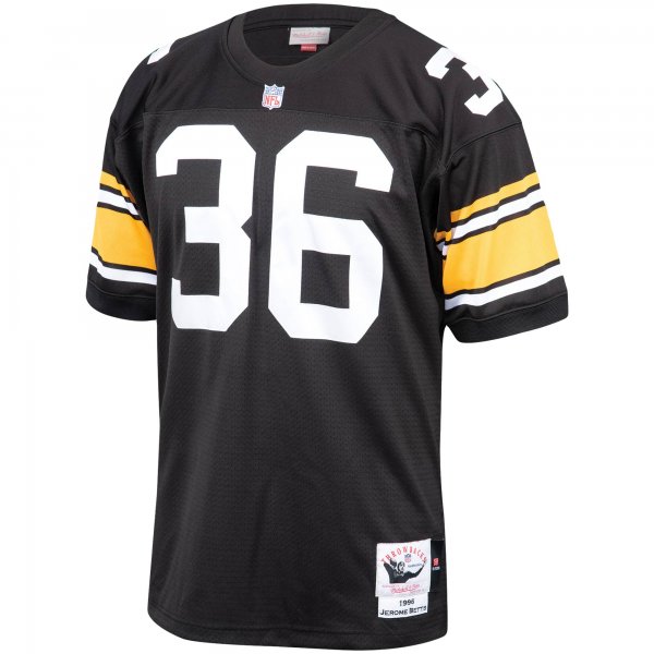 Men's Pittsburgh Steelers 1996 Jerome Bettis Mitchell & Ness Black Throwback Retired Player Jersey