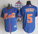 New York Mets #5 David Wright Blue Alternate Home New Cool Base W/2015 World Series Patch Stitched MLB Jersey