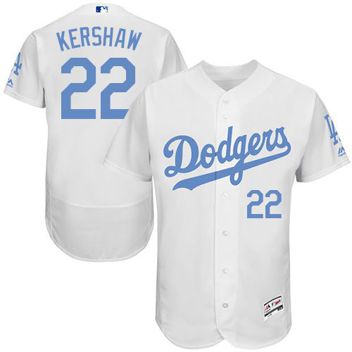 Los Angeles Dodgers #22 Clayton Kershaw White Flexbase Collection 2016 Father's Day Stitched MLB Jersey