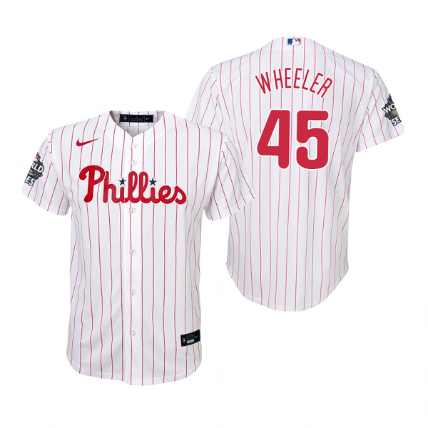 Youth Philadelphia Phillies Zack Wheeler White 2022 World Series Cool Base Jersey