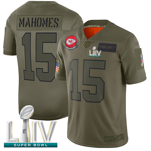 Kansas City Chiefs #15 Patrick Mahomes Camo Super Bowl LIV Bound Men's Stitched NFL Limited 2019 Salute To Service Jersey