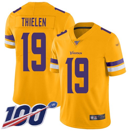 Minnesota Vikings #19 Adam Thielen Gold Youth Stitched NFL Limited Inverted Legend 100th Season Jersey