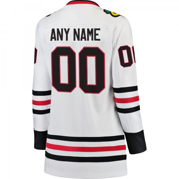 Women's Chicago Blackhawks Fanatics White Away Breakaway Custom Jersey