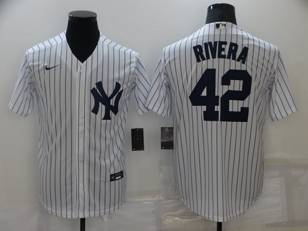 Men's Nike New York Yankees #42 Mariano Rivera White Strip Cool MLB Base Stitched Jersey