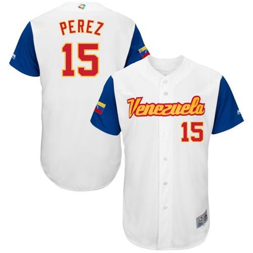 Team Venezuela #15 Salvador Perez White 2017 World Baseball Classic Stitched MLB Jersey