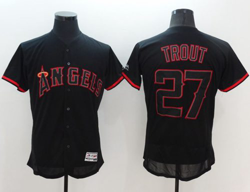 Los Angeles Angels of Anaheim #27 Mike Trout Black Fashion Flexbase Collection Stitched MLB Jersey