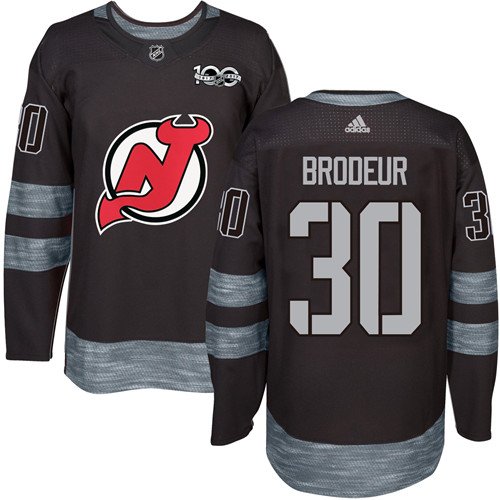 Adidas New Jersey Devils #30 Martin Brodeur Black 1917-2017 100th Anniversary Stitched NHL Jersey