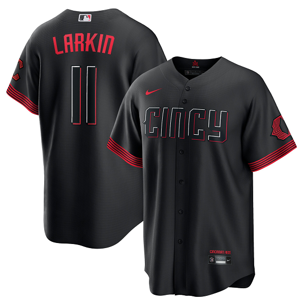 Youth Cincinnati Reds #11 Barry Larkin Nike Black 2023 City Connect Cool Base Player Jersey