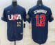 Mens USA Baseball #12 Kyle Schwarber 2023 Navy World Baseball Classic Stitched Jersey