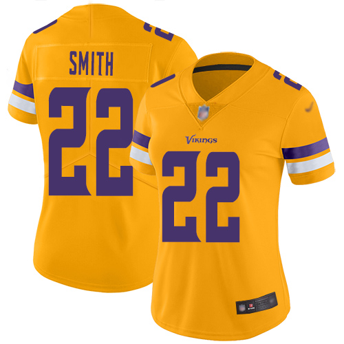 Women's Minnesota Vikings #22 Harrison Smith GoldStitched NFL Limited Inverted Legend Jersey