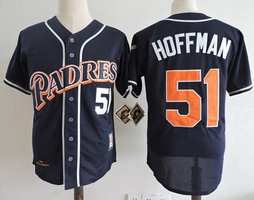 Mitchell And Ness 1998 San Diego Padres #51 Trevor Hoffman Navy Blue Throwback Stitched MLB Jersey