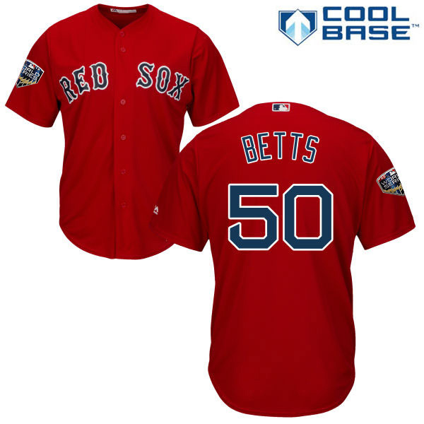 Boston Red Sox #50 Mookie Betts Red Cool Base 2018 World Series Stitched Youth MLB Jersey