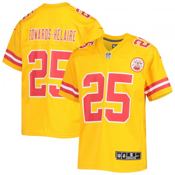 Youth Kansas City Chiefs Clyde Edwards-Helaire Nike Gold Inverted Team Game Jersey