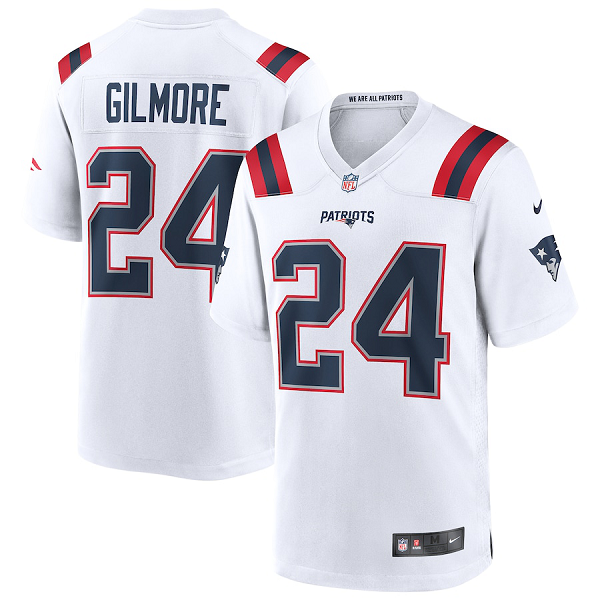 Men's New England Patriots Stephon Gilmore Nike White Game Jersey