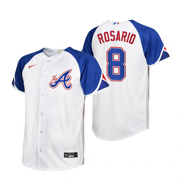 Youth Atlanta Braves #8 Eddie Rosario White 2023 City Connect Jersey