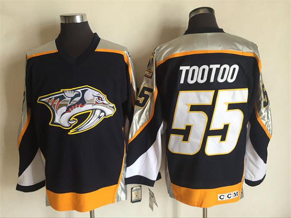 Men's Nashville Predators #55 Jordin Tootoo Navy Blue Throwback Stitched NHL Jerseys