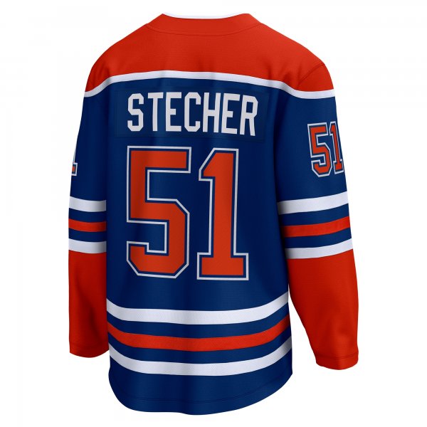 Men's Edmonton Oilers Troy Stecher Fanatics Royal Home Premier Breakaway Player Jersey