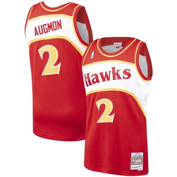 Men's Atlanta Hawks Stacey Augmon Mitchell & Ness Red 1991/92 Hardwood Classics Swingman Jersey