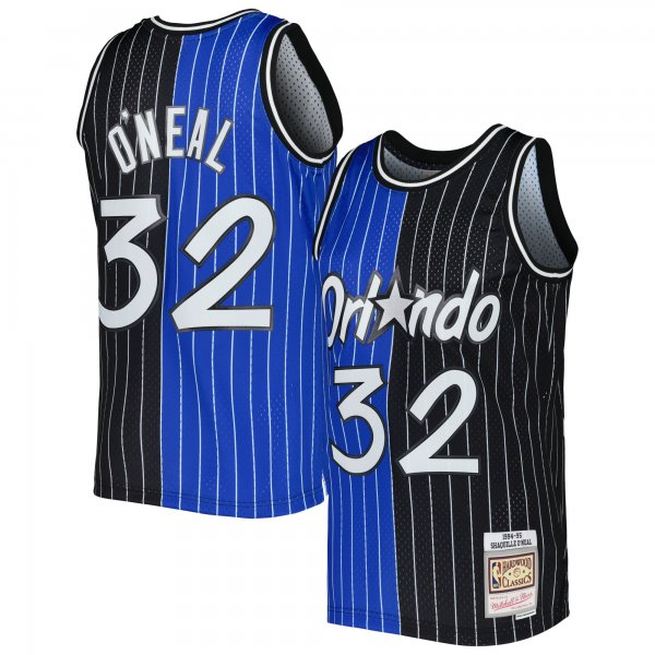 Men's Orlando Magic Shaquille O'Neal Mitchell & Ness Blue/Black Hardwood Classics 1994/95 Split Swingman Jersey