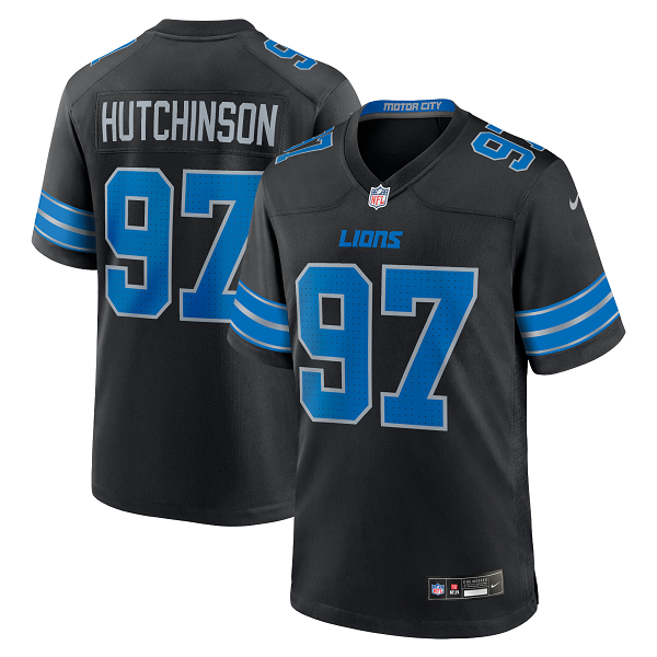 Men's Detroit Lions #97 Aidan Hutchinson Nike Black 2nd Alternate Limited Jersey