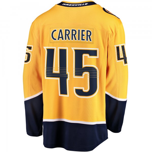 Men's Nashville Predators Alexandre Carrier Fanatics Gold  Premier Breakaway Player Jersey