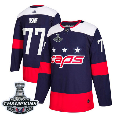 Adidas Washington Capitals #77 T.J. Oshie Navy 2018 Stadium Series Stanley Cup Final Champions Stitched NHL Jersey