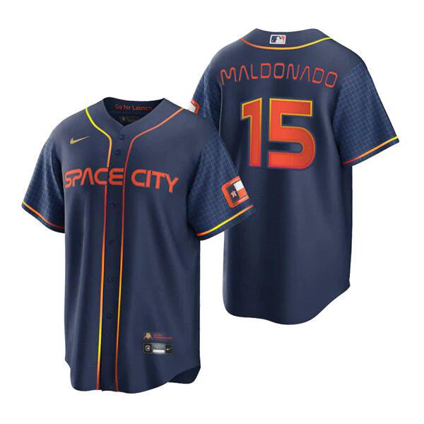 Men's Houston Astros #15 Martin Maldonado 2022 City Connect Navy MLB Jersey