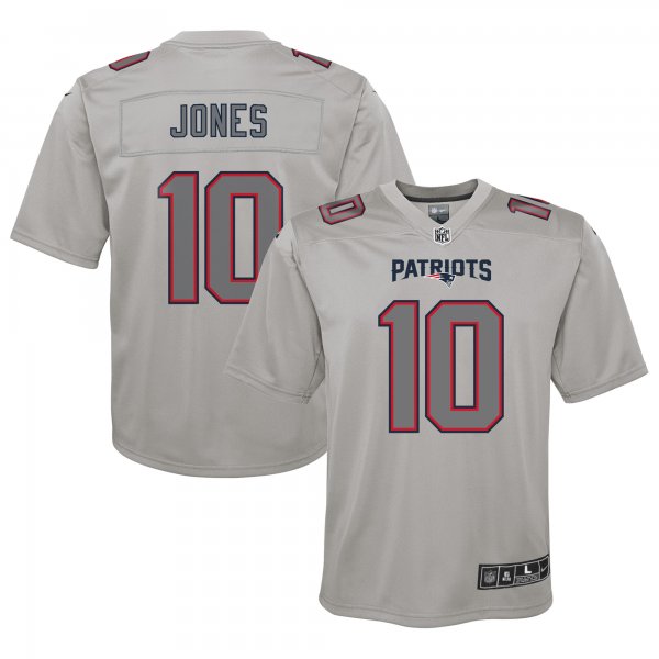 Youth New England Patriots Mac Jones Nike Gray Atmosphere Fashion Game Jersey