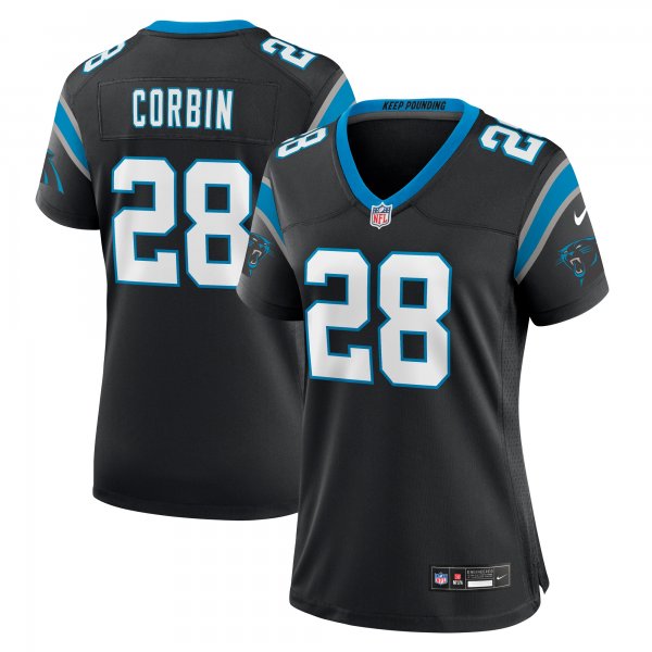 Women's Carolina Panthers Jashaun Corbin Nike  Black Team Game Jersey