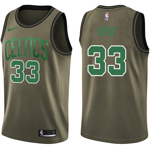 Men's Nike Boston Celtics #33 Larry Bird Green Salute to Service Swingman NBA Jersey