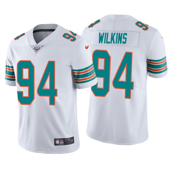 Men's Miami Dolphins #94 Christian Wilkins White Vapor Limited Jersey