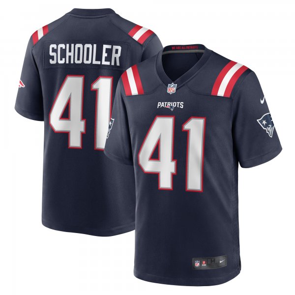 Men's New England Patriots Brenden Schooler Nike Navy Game Player Jersey