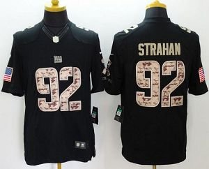 Nike New York Giants #92 Michael Strahan Black Men's Stitched NFL Limited Salute to Service Jersey