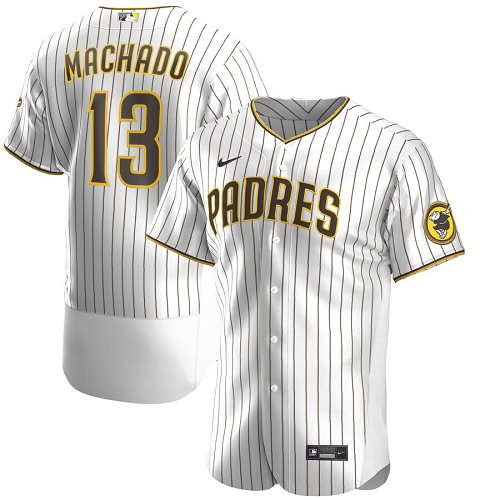 Men's San Diego Padres #13 Manny Machado Nike White Brown Alternate 2020 Player Jersey