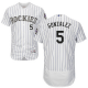 Colorado Rockies #5 Carlos Gonzalez White Strip Flexbase Collection Stitched MLB Jersey