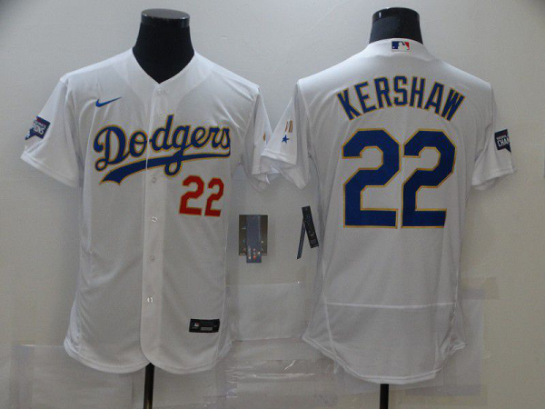 Men's Los Angeles Dodgers 22 Kershaw White Flexbase 2021 Nike MLB Jerseys