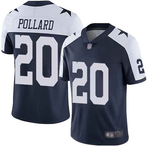 Men's Dallas Cowboys #20 Tony Pollard Navy Blue Thanksgiving Stitched NFL Vapor Untouchable Limited Throwback Jersey