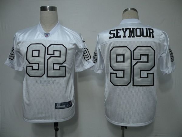 Men's Las Vegas Raiders #92 Richard Seymour White Silver Grey No. Stitched NFL Jersey