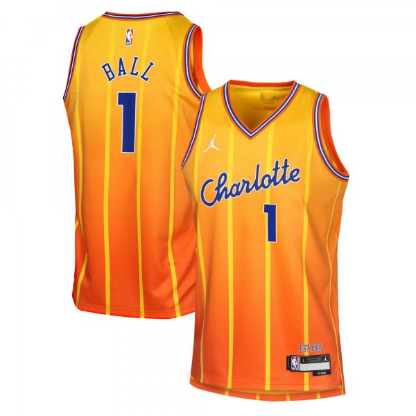 Youth Charlotte Hornets #1 LaMelo Ball Nike Orange 2025/26 City Edition Swingman Jersey