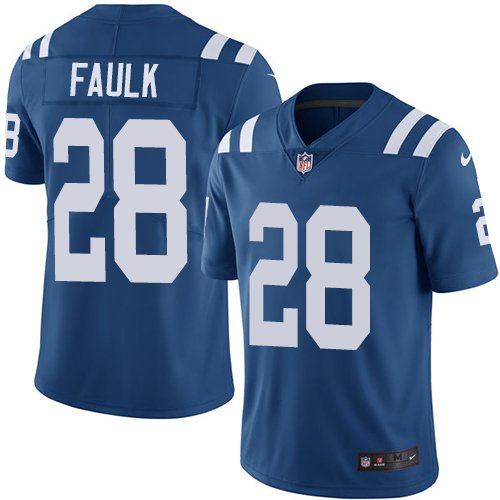 Men's Nike Indianapolis Colts #28 Marshall Faulk Limited Vapor Untouchable Home Royal Blue NFL Jersey