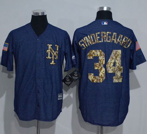 New York Mets #34 Noah Syndergaard Denim Blue Salute to Service Stitched MLB Jersey