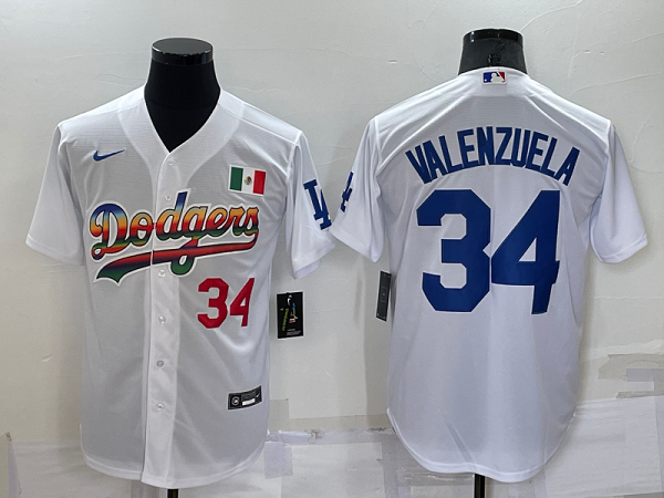 Men's Nike Los Angeles Dodgers #34 Fernando Valenzuela White Stitched Cool Base MLB Jersey