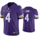 Youth Minnesota Vikings #4 Dalvin Cook Purple Vapor Untouchable Stitched NFL Jersey