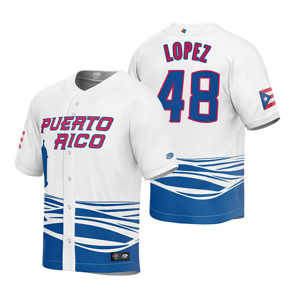 Puerto Rico Baseball Jorge Lopez White 2023 World Baseball Classic Jersey