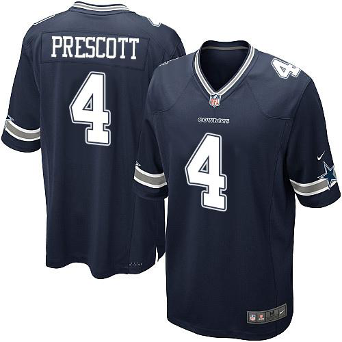 Nike Dallas Cowboys #4 Dak Prescott Navy Blue Team Color Youth Stitched NFL Elite Jersey