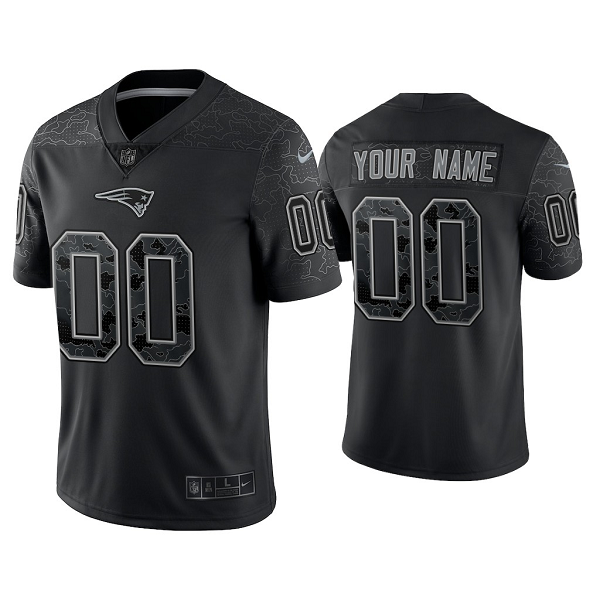 Men's Nike NFL New England Patriots Custom Reflective Limited Black Jersey