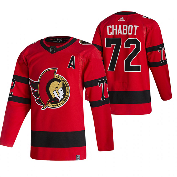 Ottawa Senators #72 Thomas Chabot Red Men's Adidas 2020-21 Reverse Retro Alternate NHL Jersey