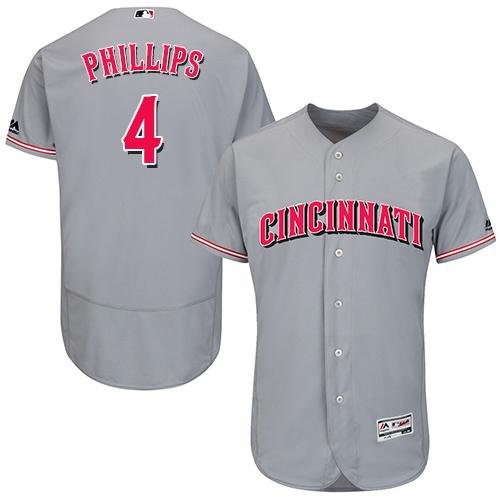 Cincinnati Reds #4 Brandon Phillips Grey Flexbase Collection Stitched MLB Jersey